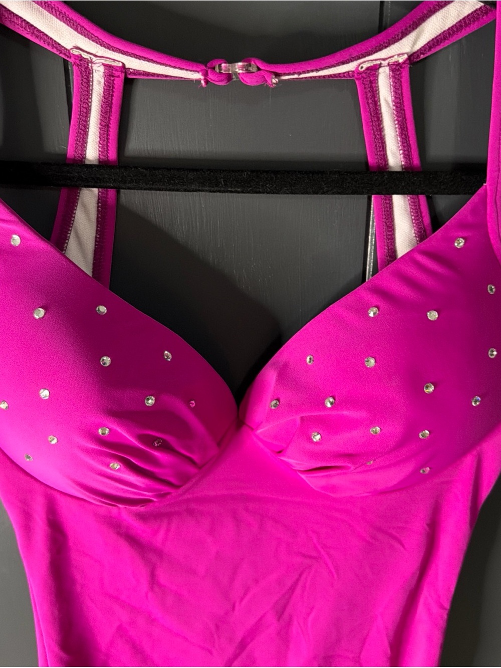 Magenta Pageant Rhinestone One-Piece Swimsuit - Picture 2 of 5